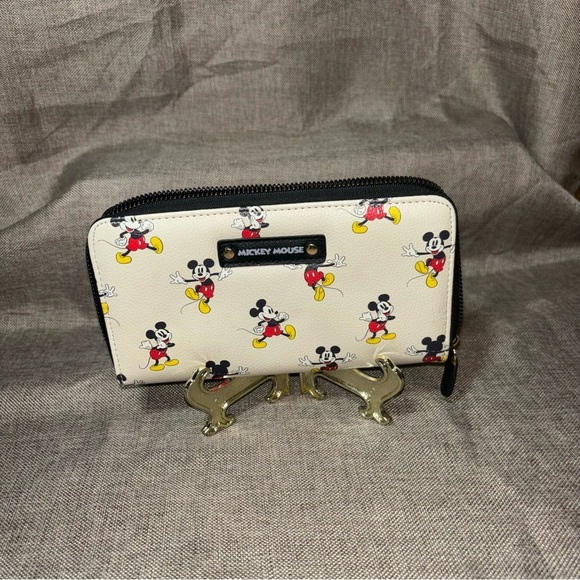 Disney Women's Mickey Mouse Zip Around Wallet All-Over Print - Picture 2 of 4